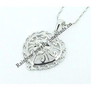 Sterling Silver Pendants platina plating, 27x19.5mm, Sold by PC