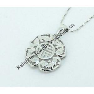 Sterling Silver Pendants platina plating, 26x17.6mm, Sold by PC