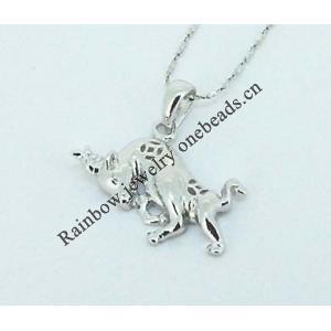 Sterling Silver Pendants platina plating, 22x10mm, Sold by PC