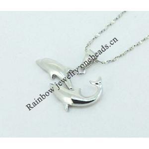 Sterling Silver Pendants platina plating, 20x18mm, Sold by PC