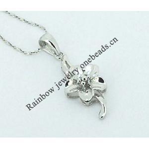 Sterling Silver Pendants platina plating, 27x10.5mm, Sold by PC