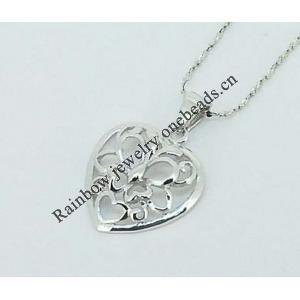 Sterling Silver Pendants platina plating, 22x14.5mm, Sold by PC