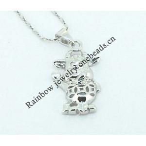Sterling Silver Pendants platina plating, 24x12.5mm, Sold by PC