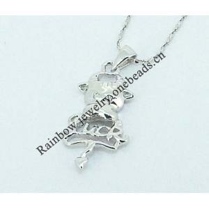 Sterling Silver Pendants platina plating, 25x12.2mm, Sold by PC