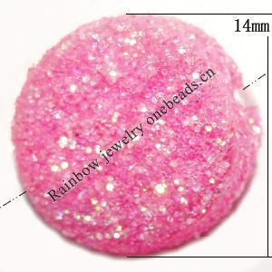 Colorful Acrylic Beads，Flat Round 14mm Hole:2mm Sold by Bag