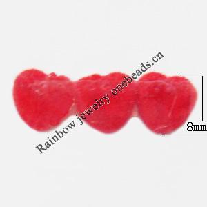  Villiform Acrylic Beads, Heart 8mm, Sold by Bag