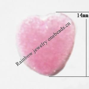  Villiform Acrylic Beads, Heart 14mm, Sold by Bag