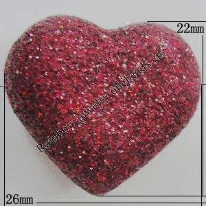 Colorful Acrylic Beads，Heart 22x26mm Sold by Bag