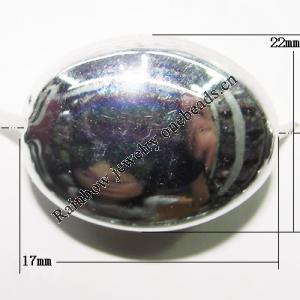  Plating Acrylic Beads, Oval 22x17mm Hole:2mm, Sold by Bag