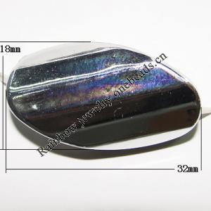  Plating Acrylic Beads, Twist Flat Oval 32x18mm Hole:3mm, Sold by Bag