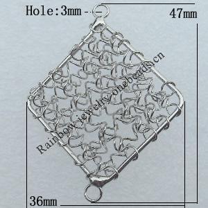 Iron Thread Component Handmade Lead-free, 47x36mm Hole:3mm Sold by Bag