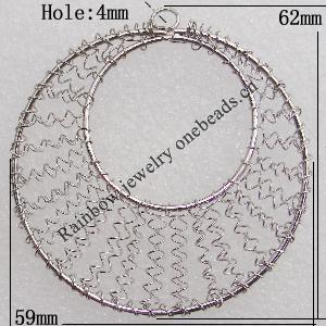 Iron Thread Component Handmade Lead-free, 62x59mm Hole:4mm Sold by Bag