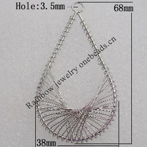 Iron Thread Component Handmade Lead-free, 68x38mm Hole:3.5mm Sold by Bag