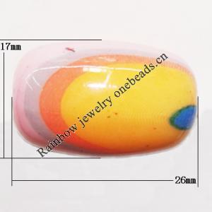 Watermark Acrylic Beads, Oval 26x17mm Hole:2mm, Sold by Bag