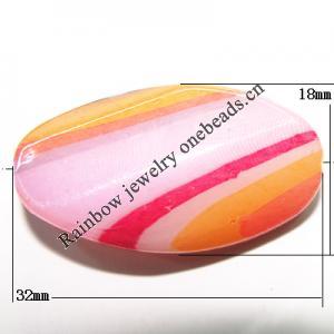 Watermark Acrylic Beads, Twist Flat Oval 32x18mm Hole:3mm, Sold by Bag