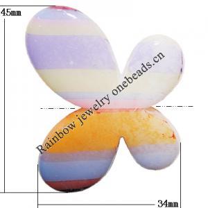 Watermark Acrylic Beads, Butterfly 45x34mm Hole:3mm, Sold by Bag