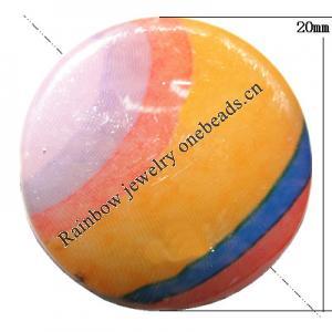 Watermark Acrylic Beads, Flat Round 20mm Hole:3mm, Sold by Bag