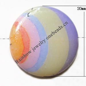 Watermark Acrylic Beads, Flat Round 20mm Hole:3mm, Sold by Bag