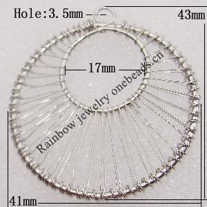 Iron Thread Component Handmade Lead-free, 43x41mm,17mm Hole:3.5mm Sold by Bag