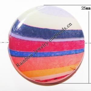 Watermark Acrylic Beads, Flat Round 25mm Hole:2mm, Sold by Bag