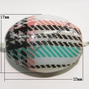 Watermark Acrylic Beads, Flat Oval 23x17mm, Sold by Bag