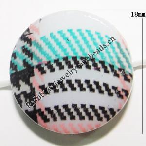 Watermark Acrylic Beads, Flat Round 18mm, Sold by Bag
