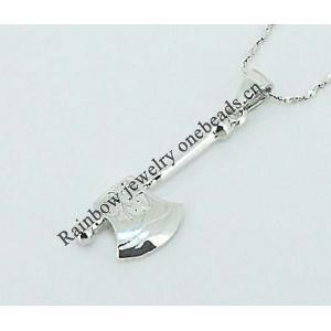 Sterling Silver Pendants platina plating, 27x8.5mm, Sold by PC
