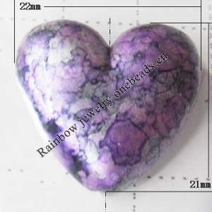 Painted Spray-paint Acrylic Beads, Heart 21x22mm Hole:2.5mm, Sold by Bag
