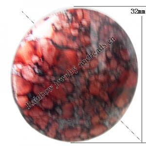 Painted Spray-paint Acrylic Beads, Round 31mm Hole:2mm, Sold by Bag
