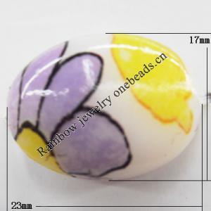 Watermark Acrylic Beads, Flat Oval 23x17mm, Sold by Bag