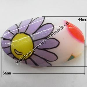 Watermark Acrylic Beads, Twist Flat Oval 44x34mm, Sold by Bag