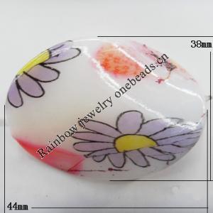 Watermark Acrylic Beads, Twist Flat Oval 44x38mm, Sold by Bag