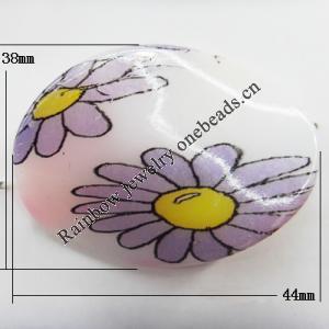 Watermark Acrylic Beads, Twist Flat Oval 44x38mm, Sold by Bag