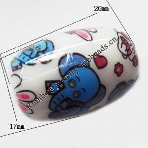Watermark Acrylic Beads, Oval 26x17mm, Sold by Bag