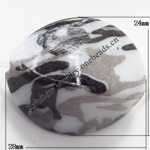 Watermark Acrylic Beads, Flat Horse Eye 24x28mm, Sold by Bag