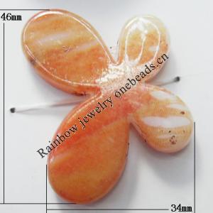 Watermark Acrylic Beads, Butterfly 46x34mm, Sold by Bag