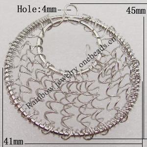 Iron Thread Component Handmade Lead-free, 45x41mm Hole:4mm Sold by Bag