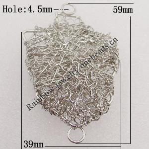 Iron Thread Component Handmade Lead-free, 59x39mm Hole:4.5mm Sold by Bag