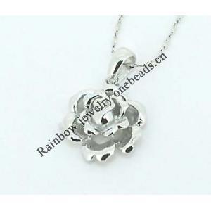 Sterling Silver Pendants platina plating, 22x14mm, Sold by PC