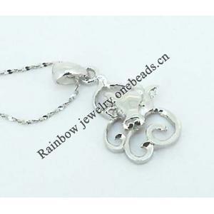 Sterling Silver Pendants platina plating, 26x12.5mm, Sold by PC