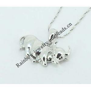 Sterling Silver Pendants platina plating, 20x16mm, Sold by PC