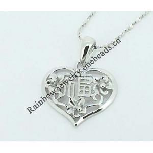 Sterling Silver Pendants platina plating, 22x17mm, Sold by PC