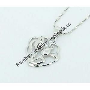 Sterling Silver Pendants platina plating, 21x14.5mm, Sold by PC