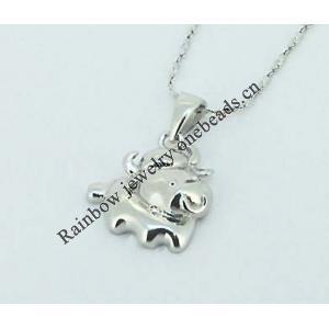 Sterling Silver Pendants platina plating, 17x13.5mm, Sold by PC