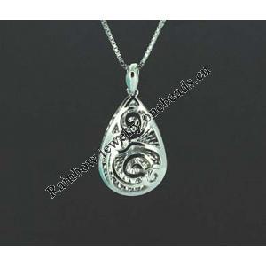 Sterling Silver Pendants platina plating, 28x14mm, Sold by PC