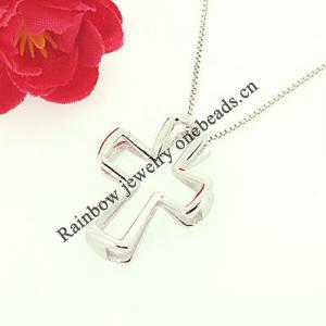 Sterling Silver Pendants platina plating, 26x20mm, Sold by PC