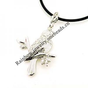 Sterling Silver Pendants platina plating, 37x23mm, Sold by PC
