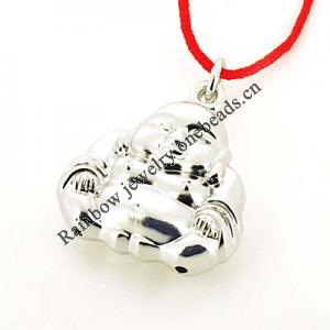 Sterling Silver Pendants platina plating, 30x22.5mm, Sold by PC