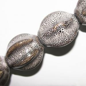 Ceramics Jewelry Beads, Fluted Oval 28x25mm, Sold by Bag650g