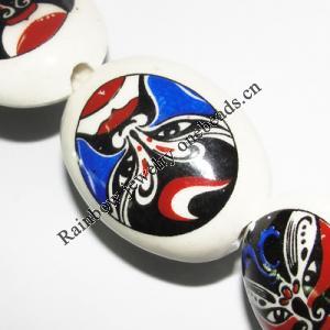 Ceramics Jewelry Beads, Flat Oval 29x22mm, Sold by Bag